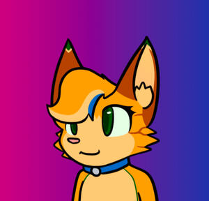 Cropped profile picture of my orange cat fursona.